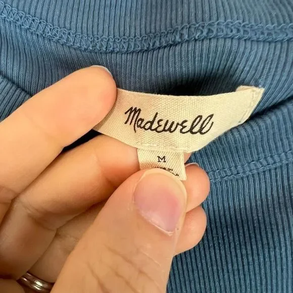 Madewell Women's Sleeveless Ribbed Tank Top Blue Size M - Picture 3 of 8